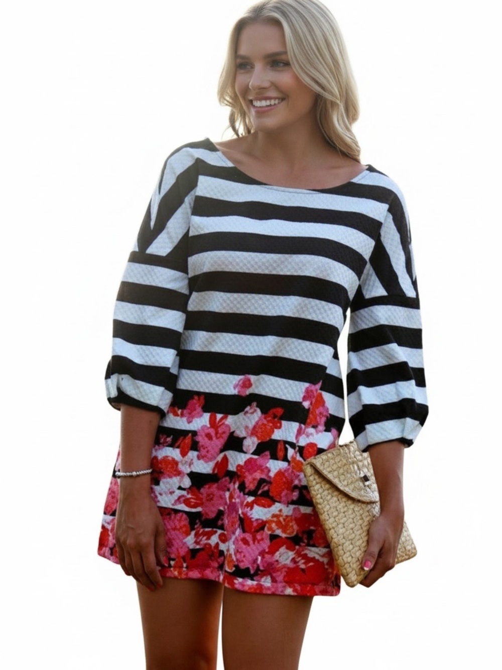 Anthropologie Tops | Anthropologie Linnea Stripped Floral Tunic